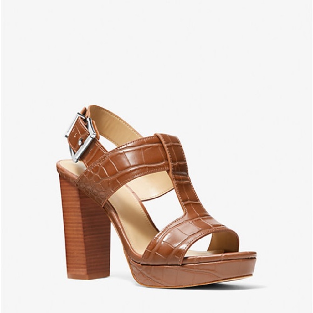 Michael Kors platform sandal - Becker Crocodile Embossed Platform Sandal
